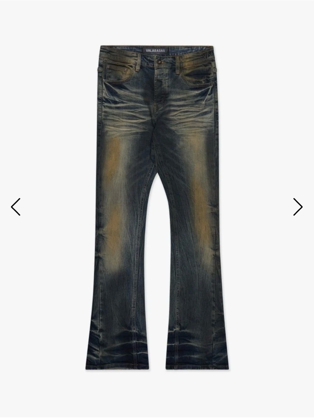 NWT VALABASAS FAX YELLOW VTG BLUE WASH STACKED size 36 inseam 41